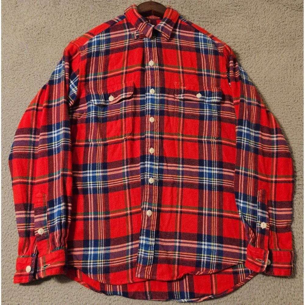 Ralph Lauren Shirt Men Medium Red Plaid Twill Classic Fit Button Workshirt NWT